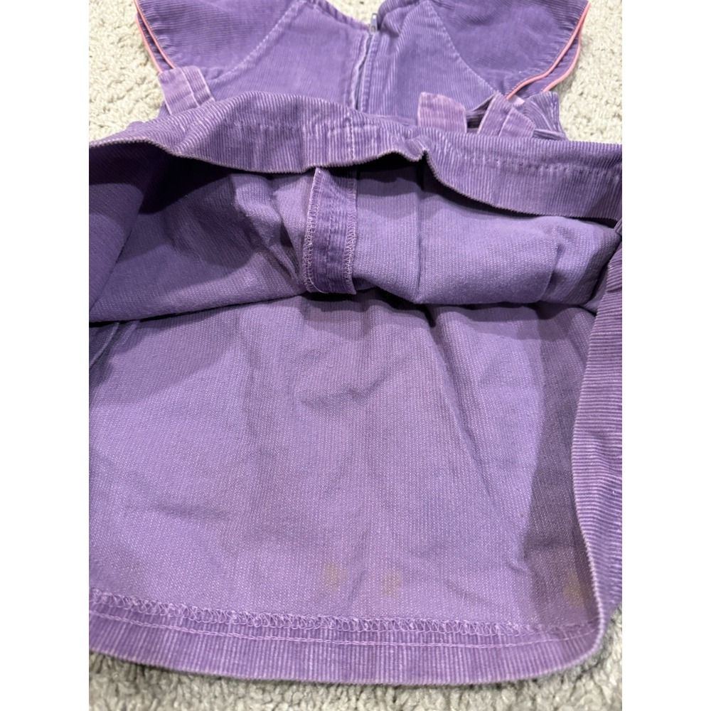 Vintage Corduroy Purple Toddler Jumper Dress With Tulip Flower Applique 3T - Picture 8 of 8